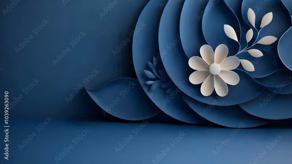 Poster symmetrical and visually striking mandala silhouette design with intricate layered fractal paper cut