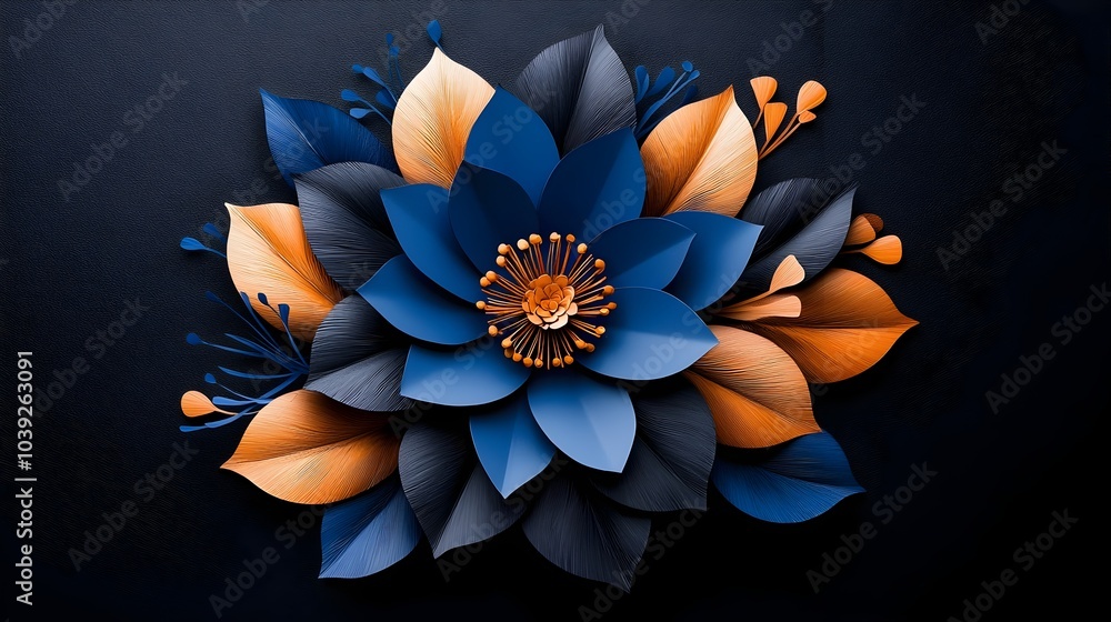Poster elegant and symmetrical mandala silhouette featuring intricate layers of fractal paper cut patterns 