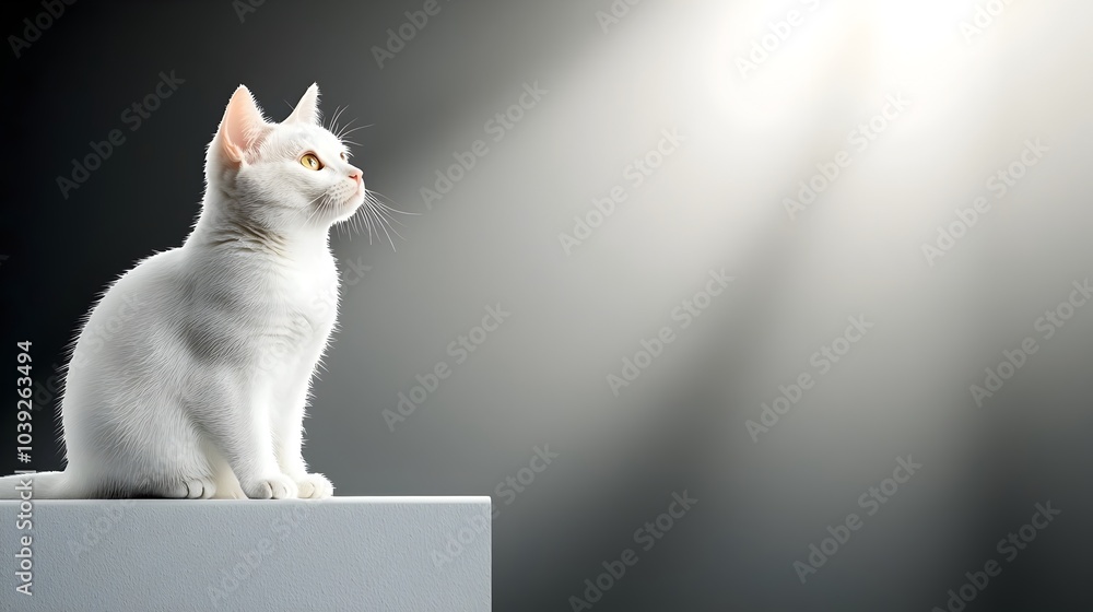 Poster symmetrical cat silhouette in a layered paper cut style sitting calmly on a windowsill this modern m