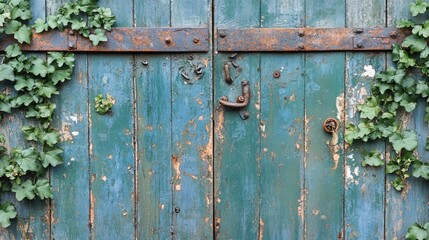 Closed factory gates with rusting metal and faded paint, symbolizing the decline of industry and the passage of time, reflecting a poignant reminder of economic shifts and the human impact of change