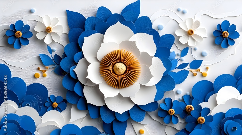 Poster elegant and symmetrical mandala pattern silhouette with intricate layered paper cut details creating