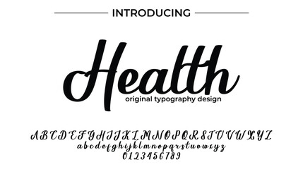 Health Font Stylish brush painted an uppercase vector letters, alphabet, typeface