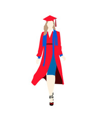 Flat vector people and illustration, woman with graduation outfit