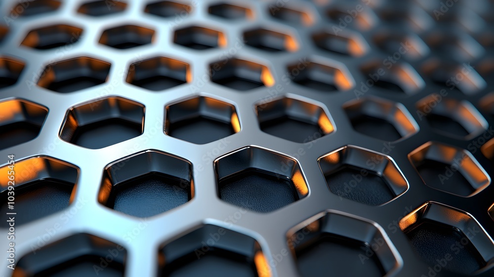 Poster sleek glossy 3d metal grid texture with reflective chrome and black surfaces futuristic abstract bac