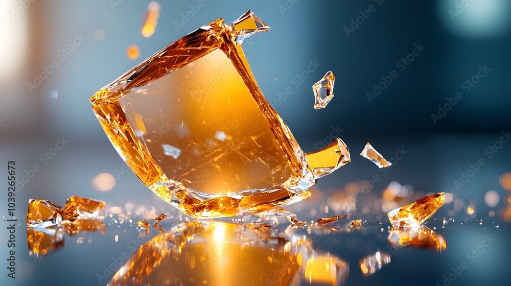 Aufkleber shattered reflective glass texture with soft lighting abstract edgy 3d backdrop for digital art grap