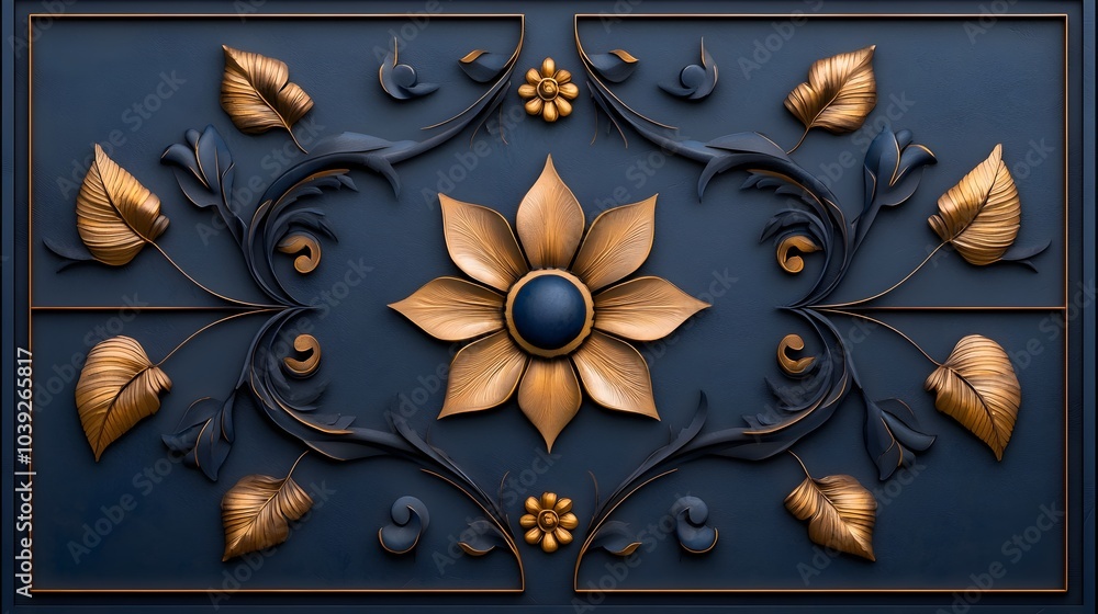 Poster detailed 3d tile texture featuring an intricate geometric pattern design in a striking combination o