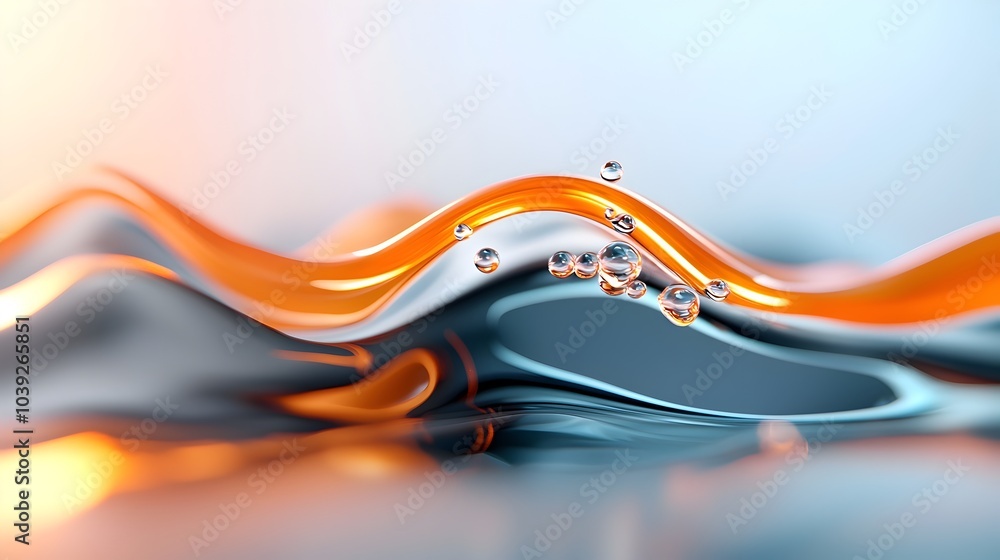 Poster mesmerizing glossy 3d water ripple texture with smooth curves and soft reflections calming and fluid