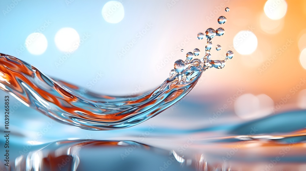 Aufkleber mesmerizing glossy 3d water ripple texture with smooth reflective curves and calming fluid motions e