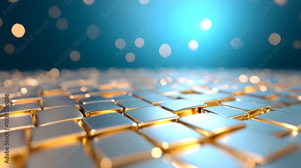 Aufkleber mesmerizing reflective 3d metallic surface with crisscrossing gold patterns in a luxurious premium f