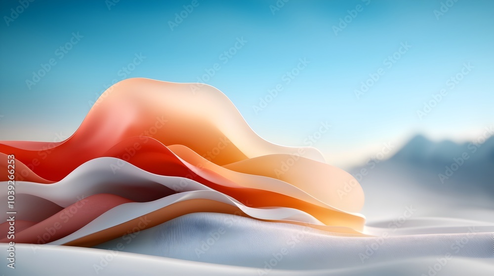 Poster mesmerizing holographic 3d surface with flowing shapes and shifting colors abstract futuristic digit