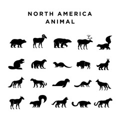 Animal north america black logo icon design set collection