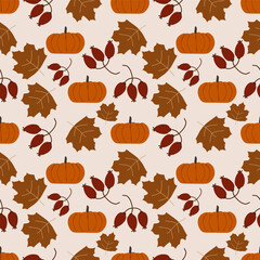 Autumn vector ilustration seamless patern.Great for textile,fabric,wrapping paper,and any print.