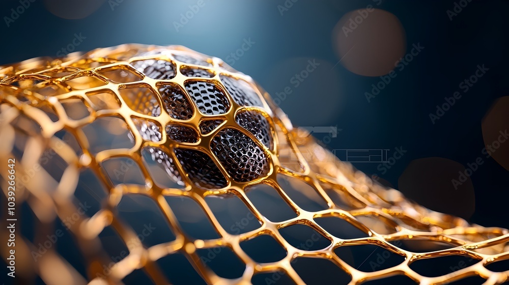 Poster luxurious and glossy 3d diamond mesh texture in a stunning contrast of gold and black hues creating 