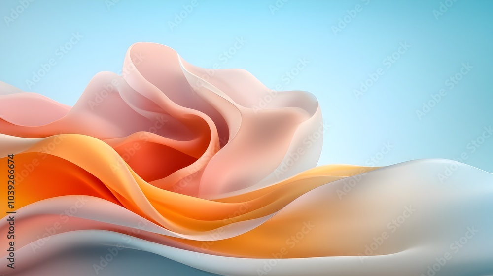 Poster stunning smooth pastel 3d wave texture with a seamless flow of soft gentle curves and calming color 