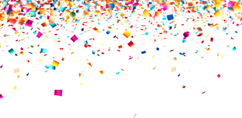 Colorful confetti falls