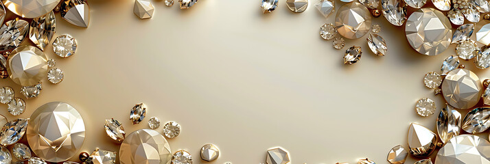 A shimmering border of rhinestones and jewels on a warm, golden background.