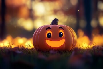 cartoon style Halloween pumpkin, symbol fun goofy, cute style, scar