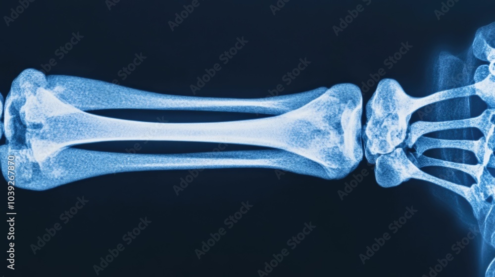 Poster detailed digital x ray image displaying a fractured bone on a medical monitor screen the image shows