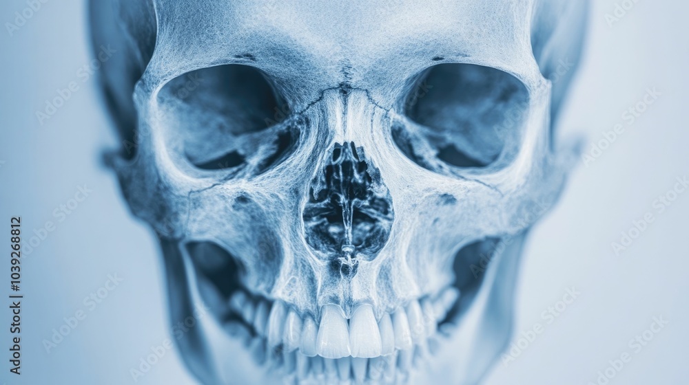 Poster close up monochrome x ray image showcasing the intricate bone structure and fractures of a detailed 
