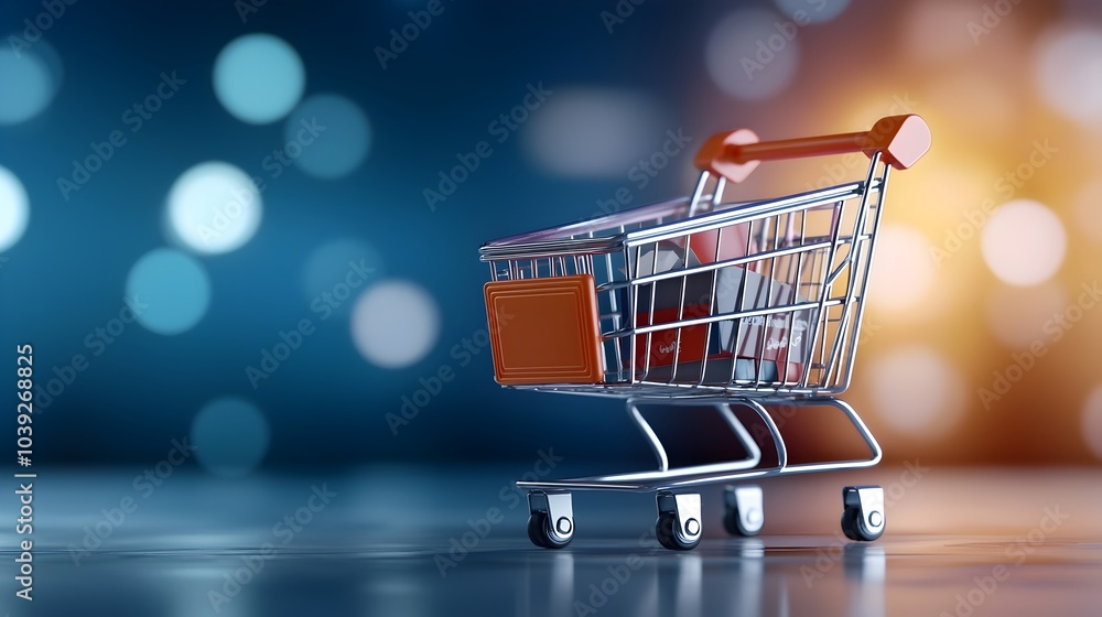 Poster neumorphic shopping cart with a soft purple gradient 3d pin buttons and outlined symbols representin