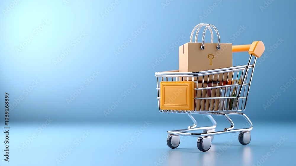 Aufkleber sleek and modern neumorphic 3d shopping cart icon with a vibrant purple gradient background featurin