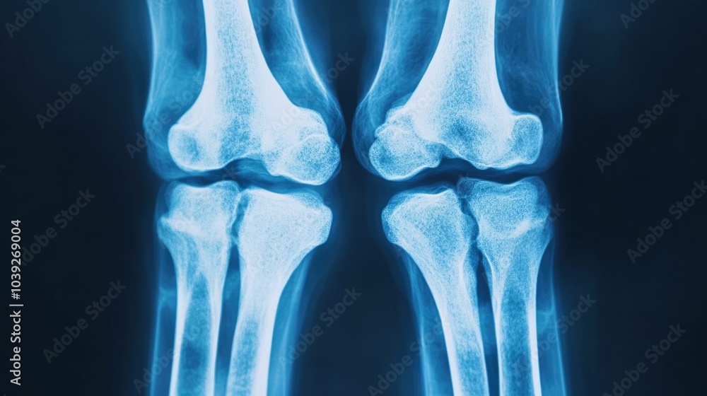 Poster detailed digital x ray image displaying the skeletal structure joint condition and bone density data