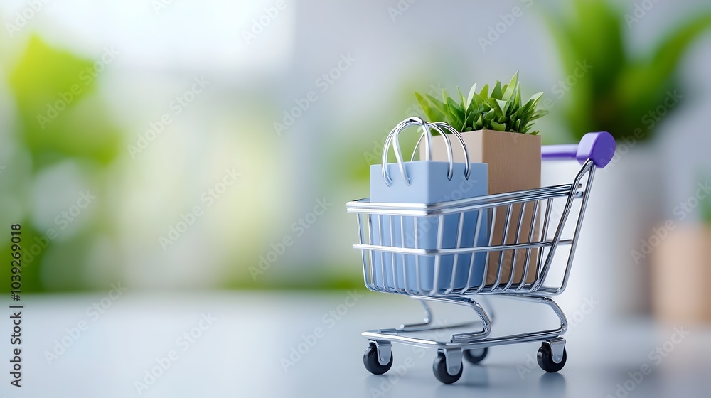 Poster neumorphic shopping cart icon with soft purple gradients 3d pin buttons and sleek outlines symbolizi