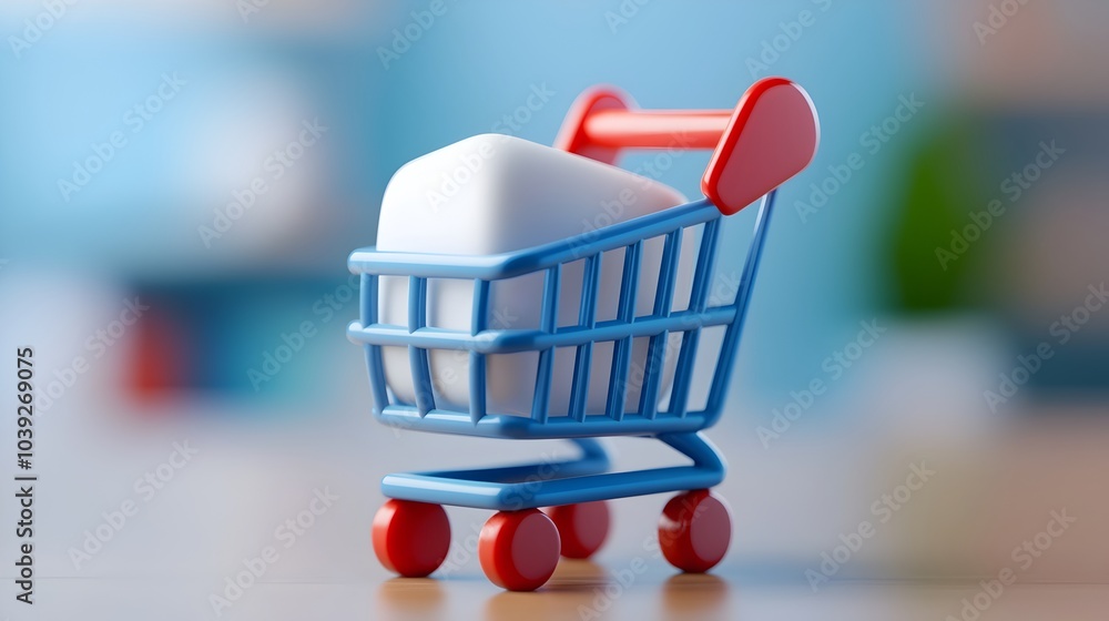 Poster stylized purple gradient shopping cart line icon with neumorphic overlay buttons and 3d design ideal