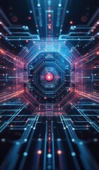 Obraz premium a futuristic background with a blue and red light cyber space