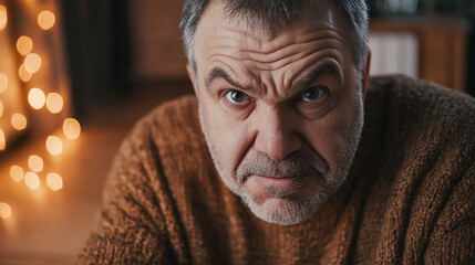 Man playing a staring game with exaggerated expression