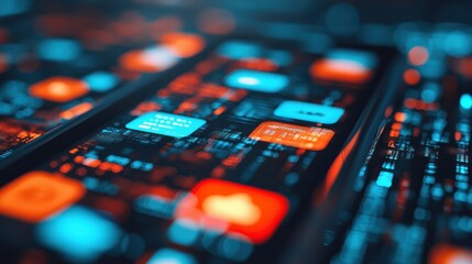 Obraz premium Exploring the Intersection of Technology and Connectivity Through Dynamic Digital Interfaces