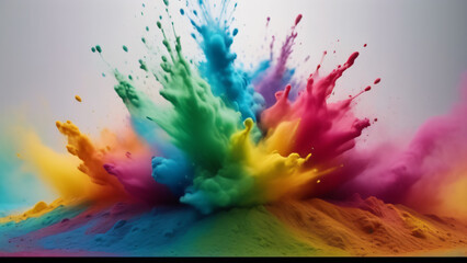 Original name(s): colorful rainbow holi paint color powder explosion isolated white wide panorama background