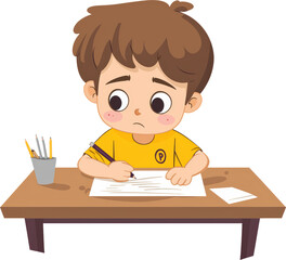 Boy writing at desk