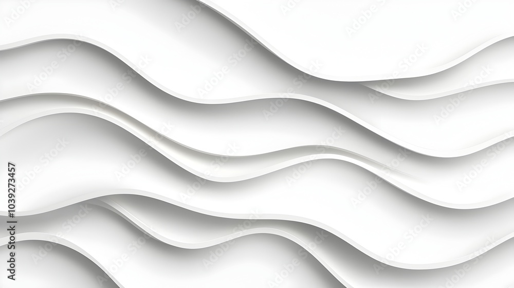 Poster futuristic white background with seamless curved surfaces soft metallic reflections and minimalistic