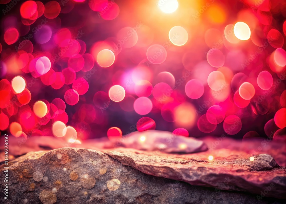 Aufkleber pink and red abstract backdrop with stone texture â€“ vibrant bokeh effect for background design, wa