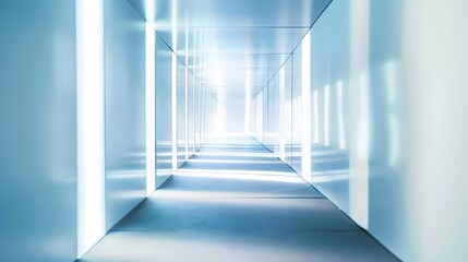 Obraz premium digital technology blue and white glowing corridor tunnel poster background
