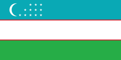 Flag of Uzbekistan rectangle icon. An illustration of the Uzbekistan flag. A rectangular flag. Standard size flag icon.
