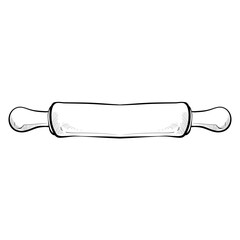 rolling pin handdrawn illustration