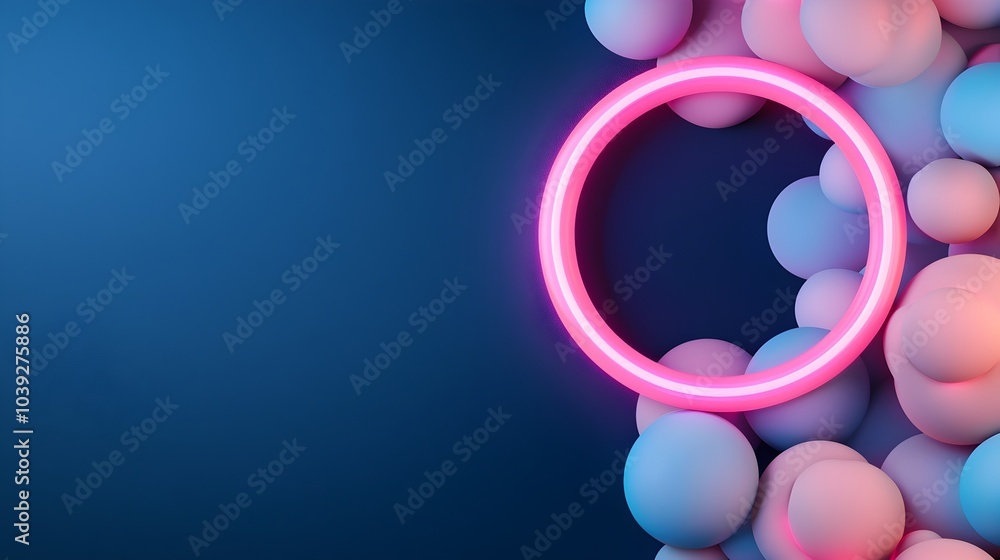 Poster futuristic and dynamic backdrop featuring interlocking 3d shapes vibrant gradient colors and glowing
