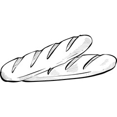 baguette handdrawn illustration
