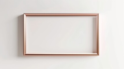 Thin horizontal rose gold vintage frame with mat on a white background
