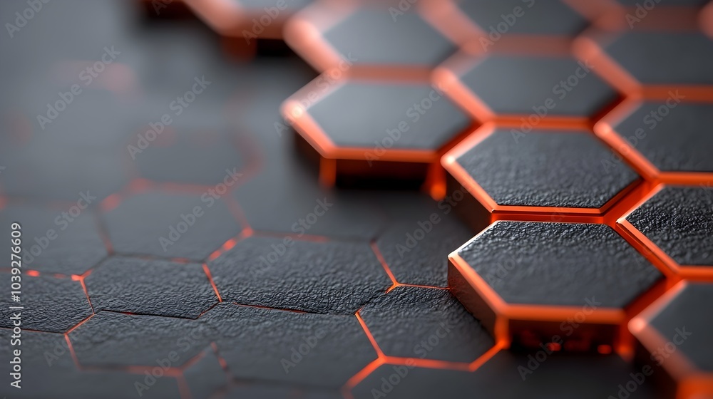 Aufkleber stunning 3d render of an ultra modern metallic hexagonal grid layout with a sleek high tech and futu