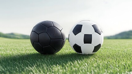 Black and white soccer ball mock up, isolated, 3d rendering. Empty football sphere mockup