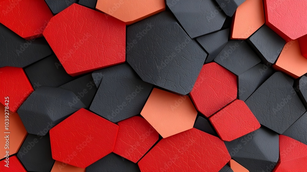 Aufkleber luxurious glossy 3d diamond texture in deep red and black geometric shapes for premium background st