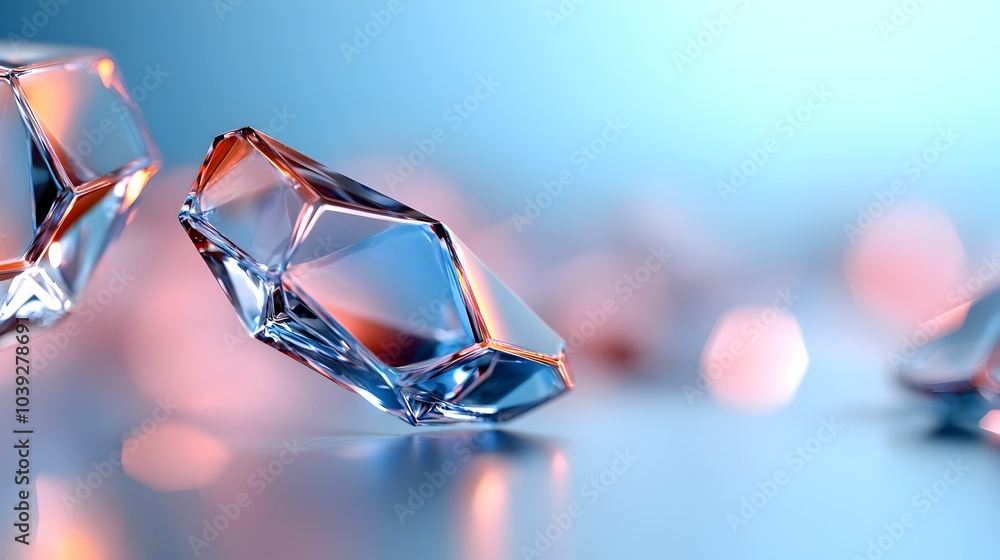 Aufkleber mesmerizing 3d crystal texture with sharp reflective facets in cool tones of blue and purple creatin