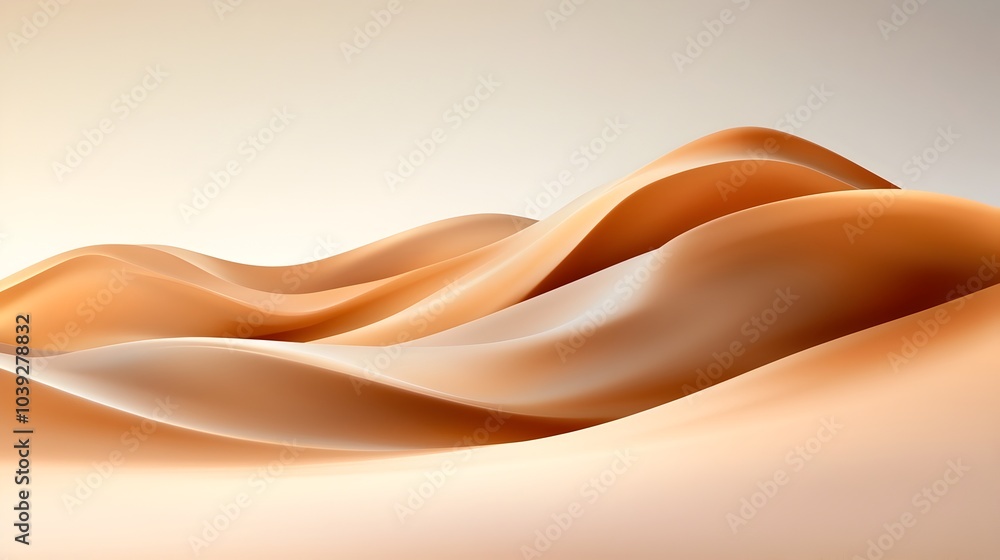 Poster serene 3d minimalist desert dune texture with soft flowing beige curves and tones for peaceful backg