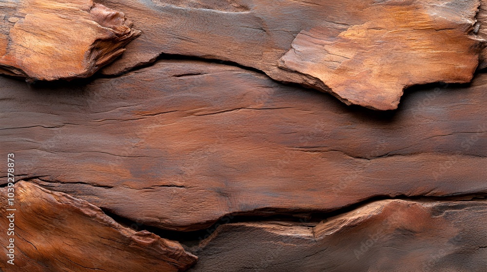 Poster highly detailed and 3d bark texture with deep ridges and intricate organic patterns this natural woo