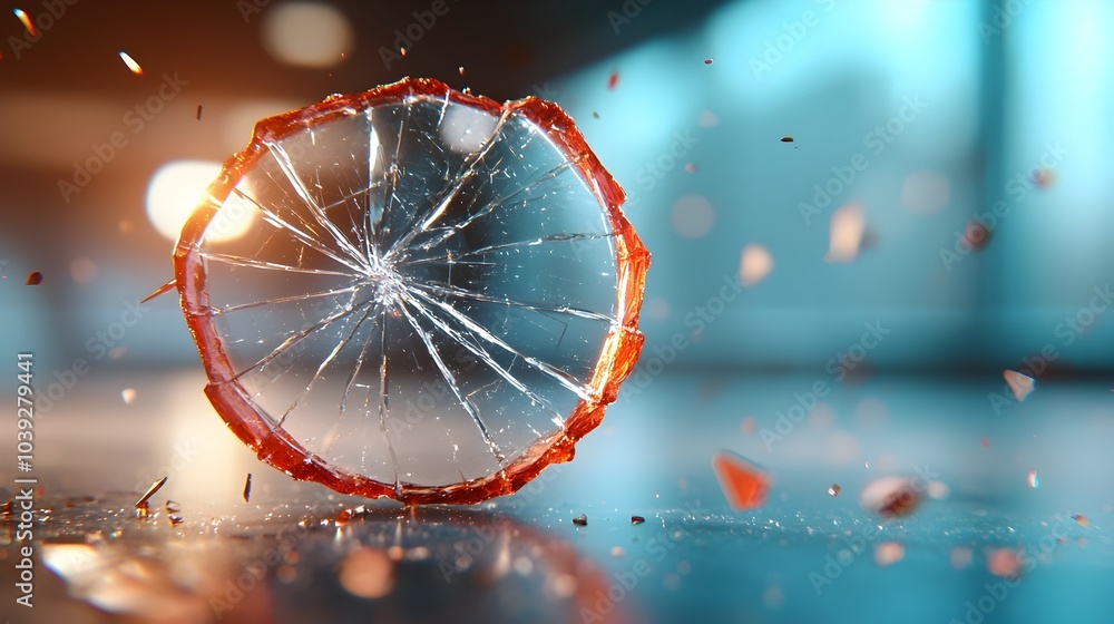 Poster highly detailed 3d cracked glass texture with sharp reflective surfaces abstract and edgy geometrica