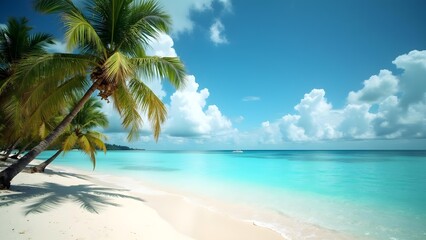 Beach resort landscape, tropical waves surf