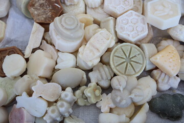 A diverse and fascinating collection of artisan soap shapes and designs that captivate